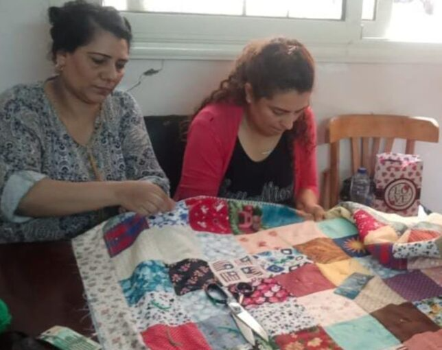 Women in Egypt learning sewing skills
